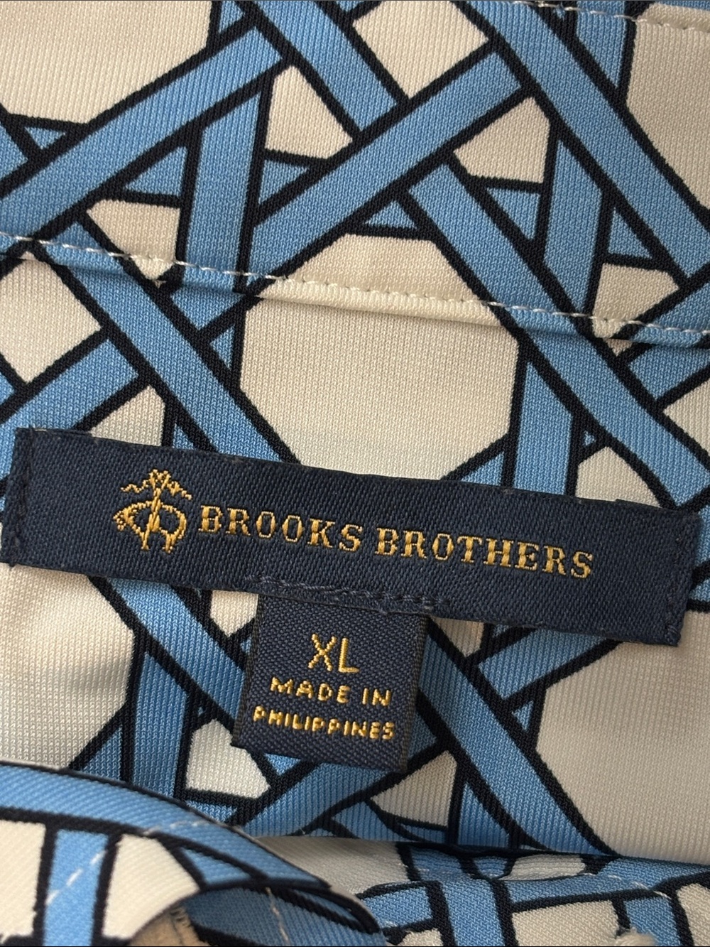 Brooks Brothers Blue and White Geometric Long Sleeves Shirt Dress XL - Picture 15 of 16